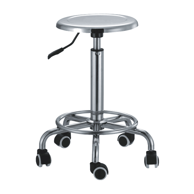 FJ-19 Stainless Steel Lifting Round Stool With Five Wheels