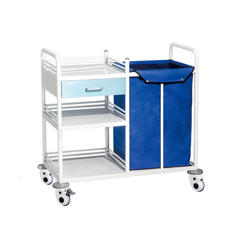 Équipement de chambre d'hôpital pied unique bac fournitures médicales chariot à linge en acier chariot de chariot à déchets médicaux mobile