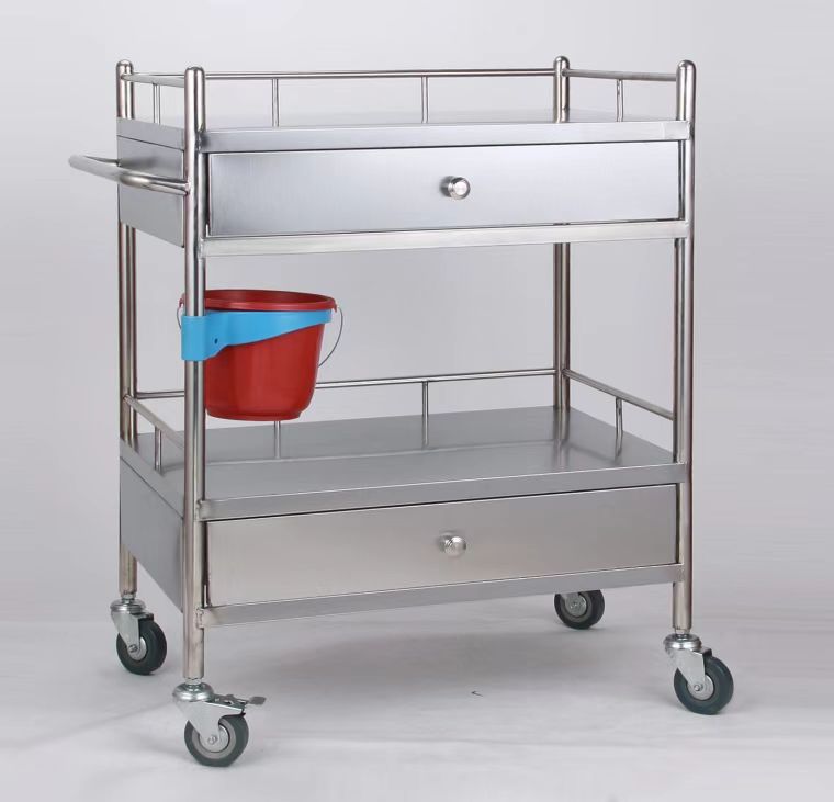 Stainless Steel Rumah Sakit Trolley Perawatan Medis Trolley Trolley Layanan Trolley Stainless Steel