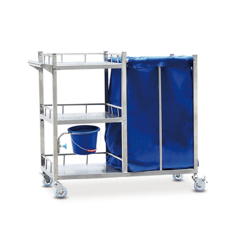 Medical Blue/Yellow Color Single Bins Hospital Linen Dirty Carts dan Trolleys Pedal Type