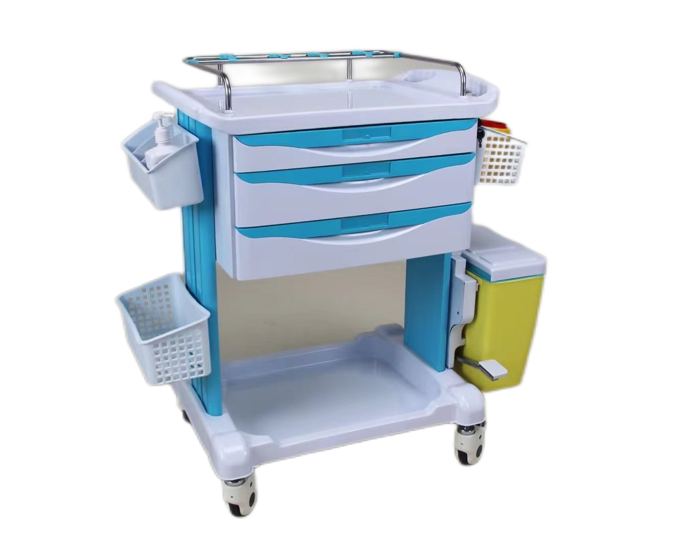 Hospital Stainless Steel Plastic Anesthesic Machine Drugs ABS Anesthesia Cart Mayo Anesthesia foot brakes Trolley For ICU