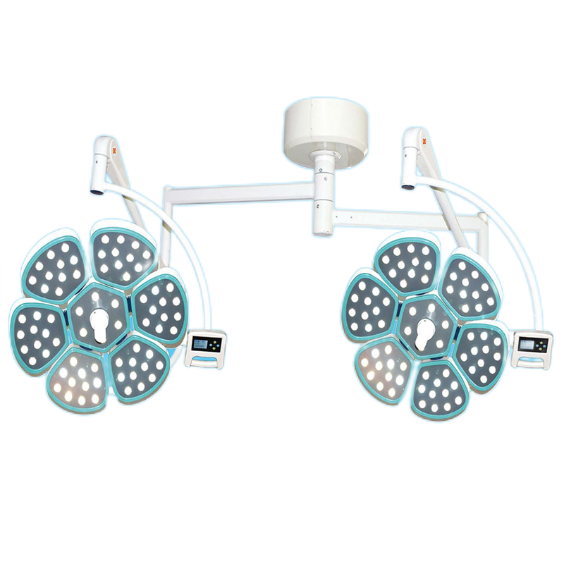 Plafonnier chirurgical à double tête à pétale Température de couleur de fonctionnement réglable Lampe chirurgicale Utilisation vétérinaire pour animaux de compagnie