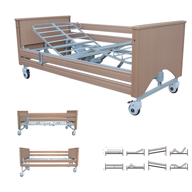 Cama de hospital de madera Cama de hospital eléctrica Cama de hospital eléctrica con motor Linak de 3 funciones de madera