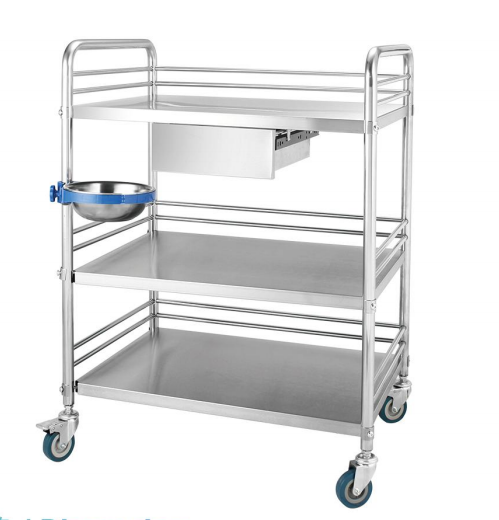 การแพทย์ราคาดีที่สุดขายร้อนอุปกรณ์โรงพยาบาลรถเข็นสแตนเลส Hospital Dressing Stainless Steel Trolley