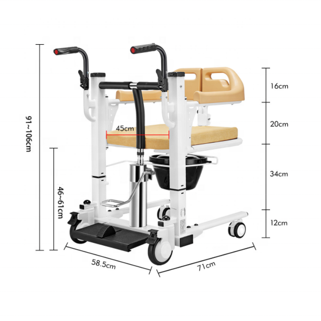 Elevador de paciente con función de baño de transferencia de pacientes para silla de ruedas móvil de edad avanzada