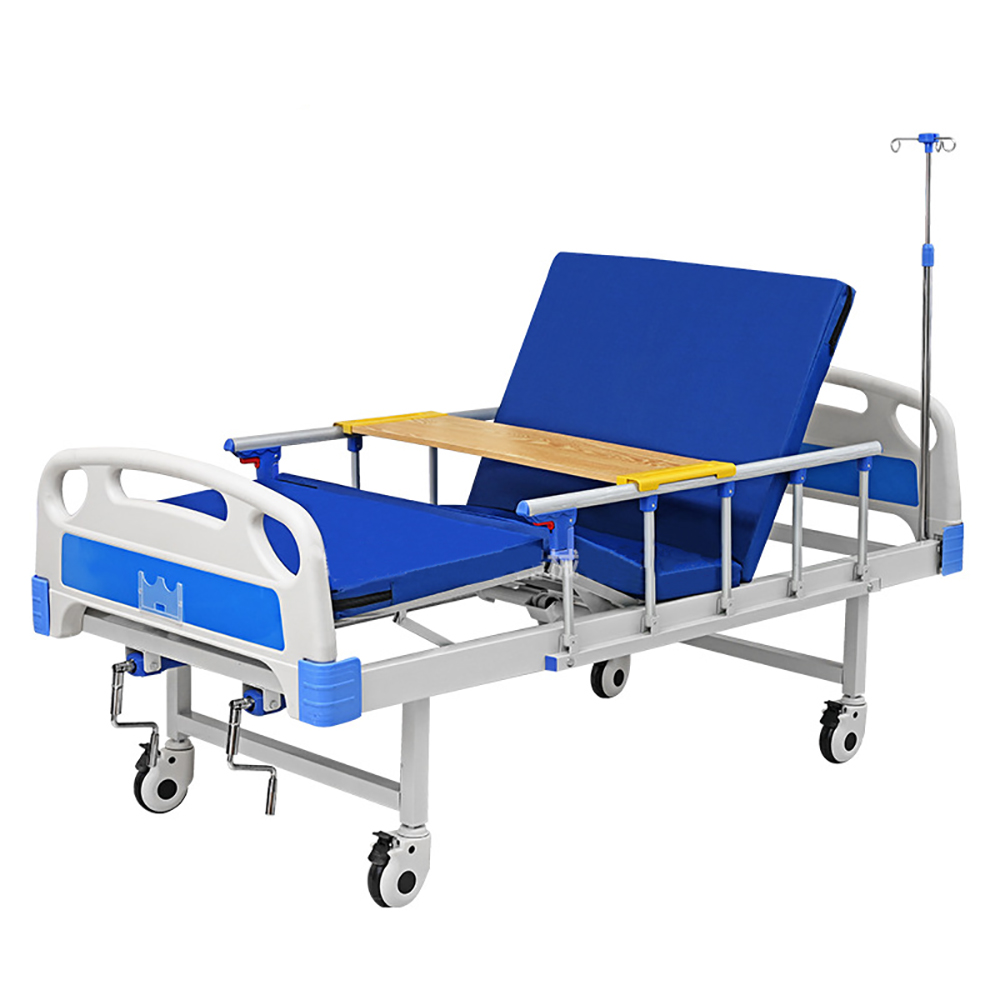 Cama de Hospital Manual, muestra gratis, muebles médicos personalizados, Cama de Metal, Cama Clínica ABS, 2 manivelas, 2 funciones, Cama de Hospital de enfermería