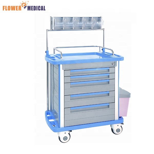 High Quality ABS Anesthesia Cart Hospital Medical Anesthesia Trolley For ICU