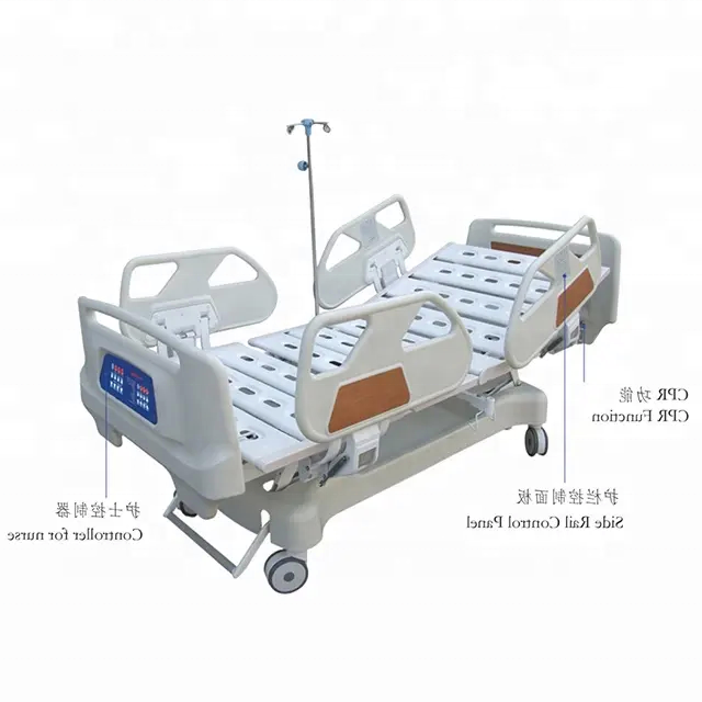 Одобренная CE 5 функций Электрическая больничная койка ICU Электрическая больничная койка ICU Кровать ICU